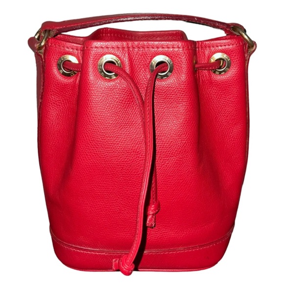 SOLD Etro Milano Mini Red Leather Bucket Drawstrings Crossbody Bag SKU:009 - Picture 5 of 16